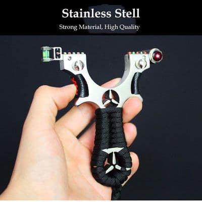 Metal Street Slingshot With Flat Rubber Bands With Laser With Light Stainless Steel