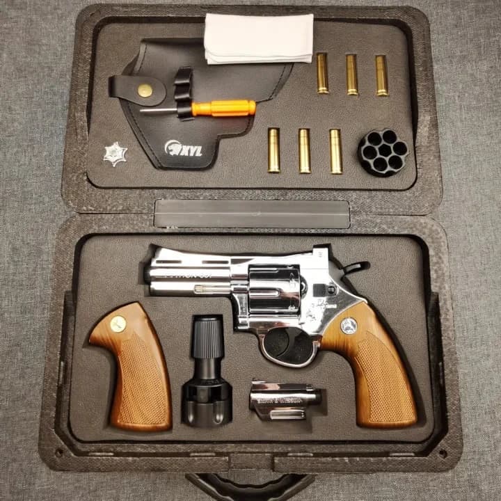 Csno'obs Python Full Metal Manual Cap Gun – Rotating Alloy Cylinder Toy Launcher