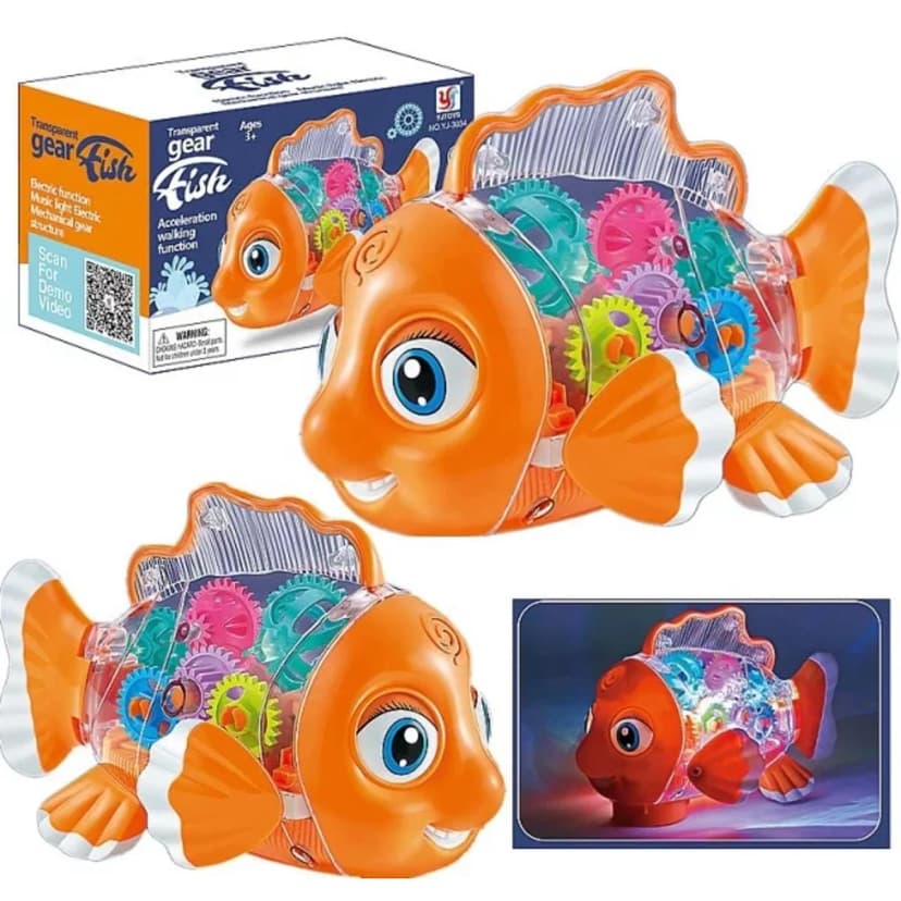 Gear Lighting Fish Motorized Toy Fish with Moving Gears and Flashing Lights