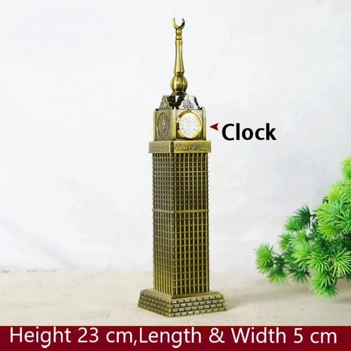 Soudi Sudi Tower Clock Showpiece Mokka Saudi Tower Replica with Clock for Home Decor